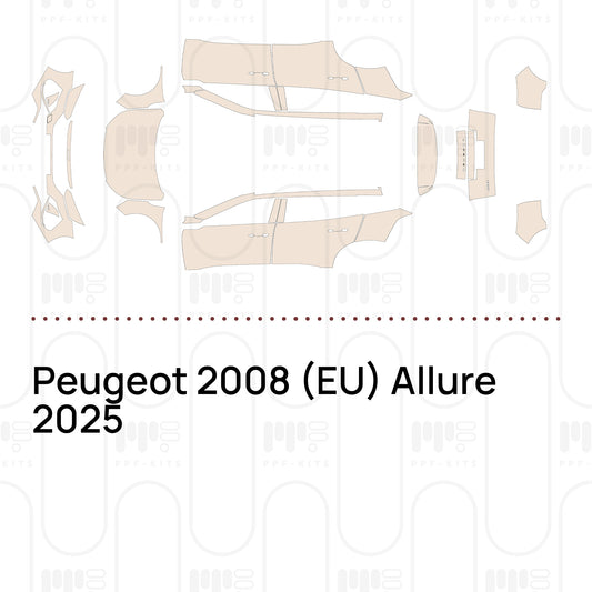 Peugeot 2008 (EU) Allure 2025 – Forskåret PPF-lakbeskyttelsesfilm