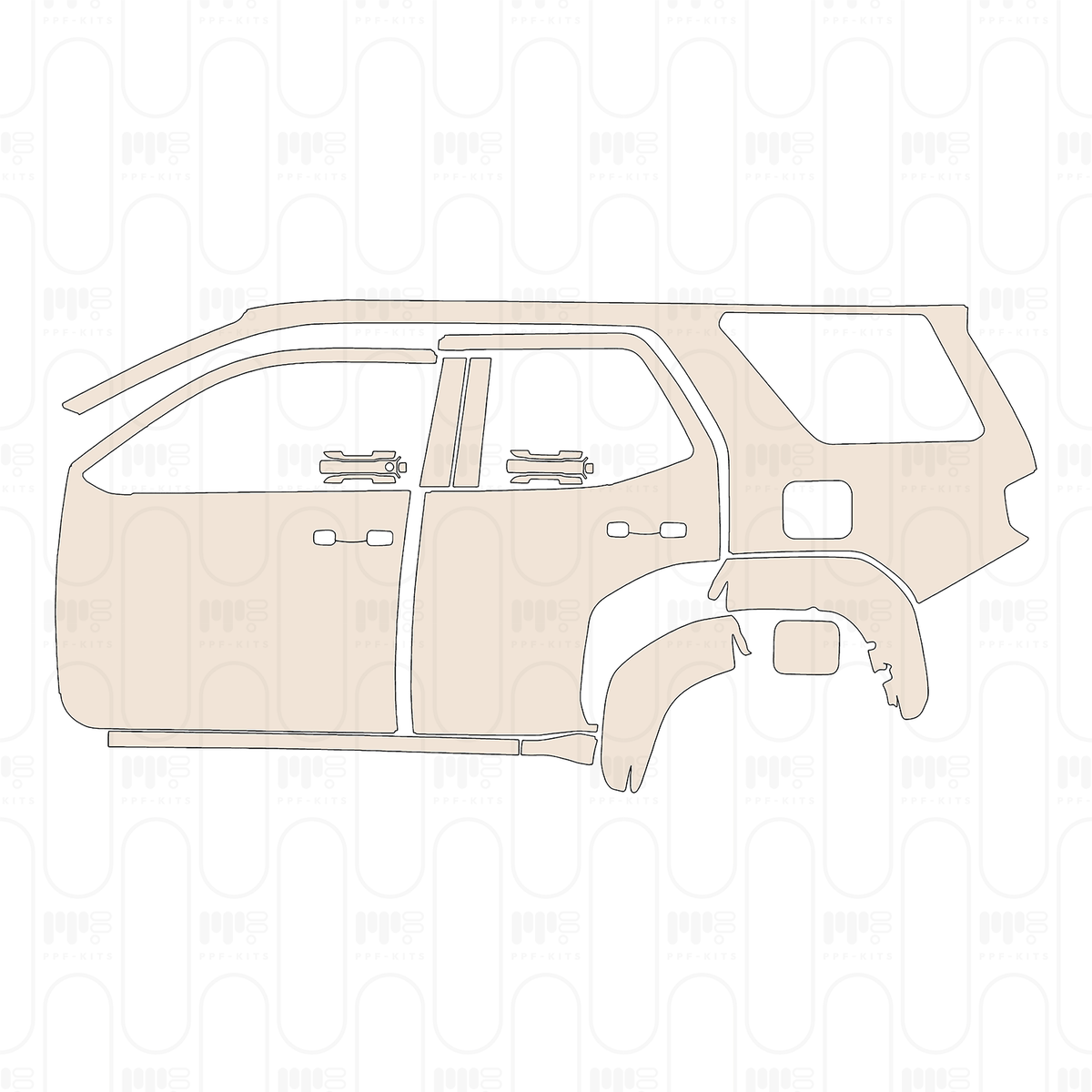 (left) Door+Side Skirt+Rear Fender without Emblem on front door