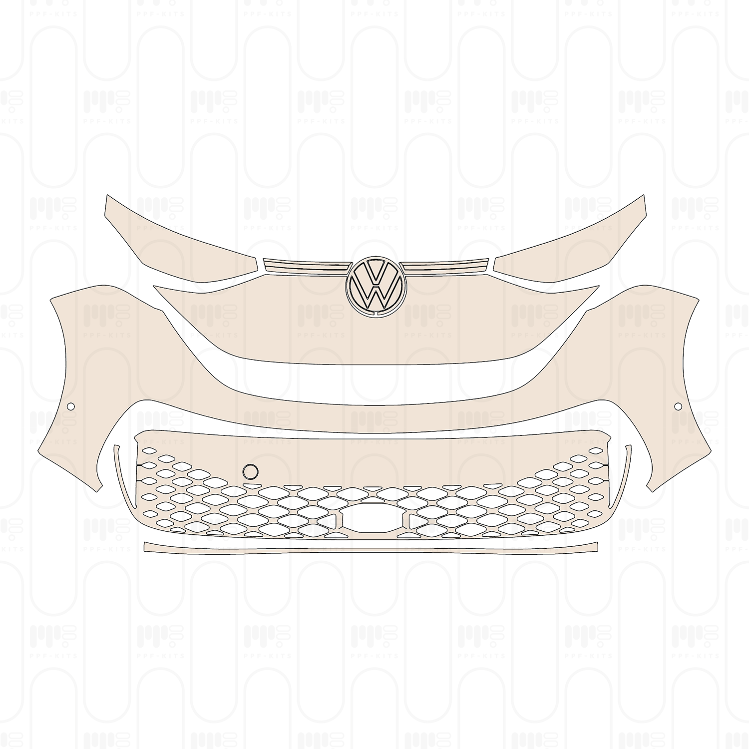 Bumper+Headlamp with complete grille, with 2 PDC (Parking Sensors)