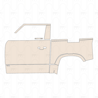 (left) Door+Side Skirt+Rear Fender with Deployable Roof Ladder on rear Fender, with "V8" Emblem on Side Skirt