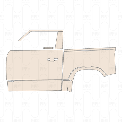 (left) Door+Side Skirt+Rear Fender with "DEFenderX" Emblem on Side Skirt