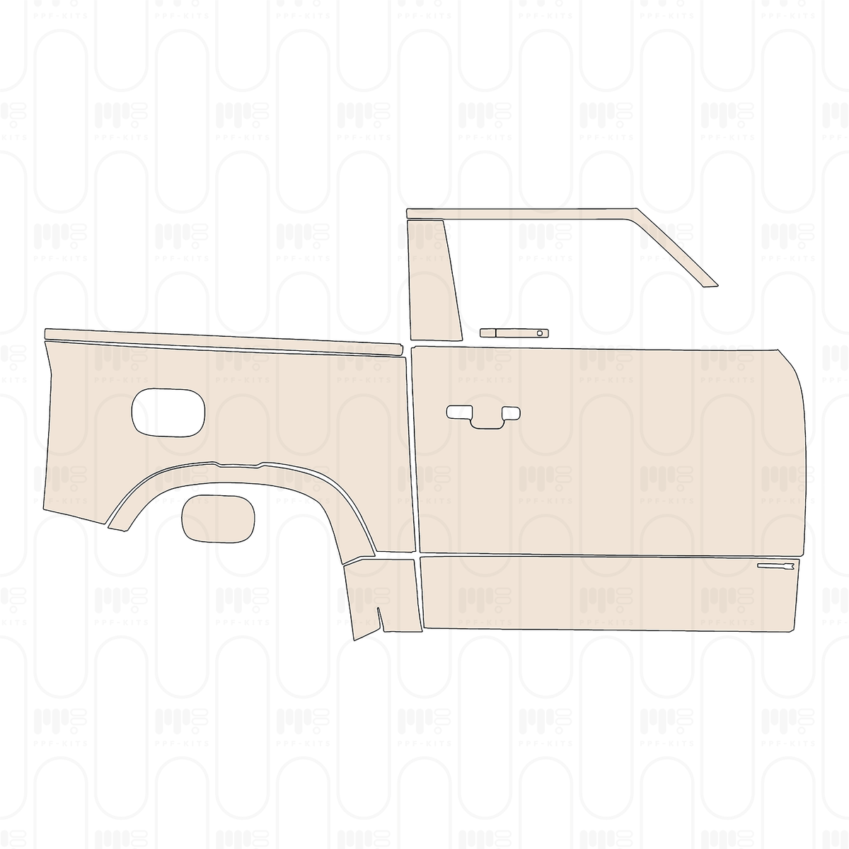 (right) Door+Side Skirt+Rear Fender with "DEFenderX" Emblem on Side Skirt