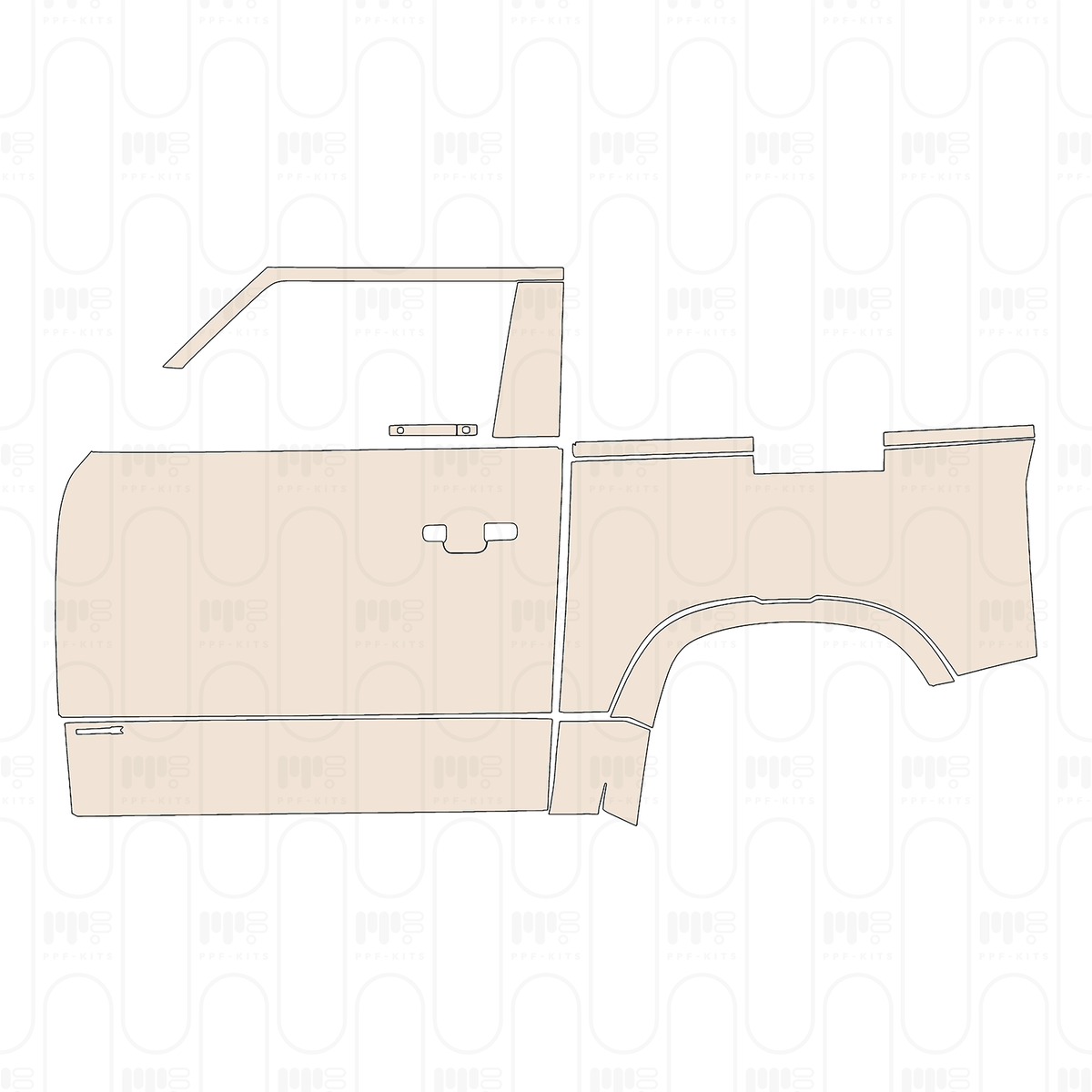 (left) Door+Side Skirt+Rear Fender with Deployable Roof Ladder on rear Fender, with "DEFenderX" Emblem on Side Skirt