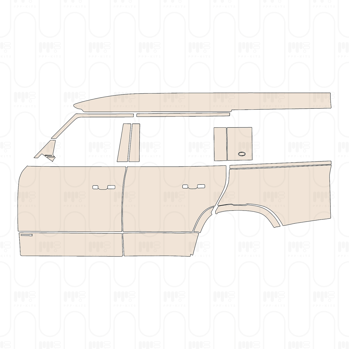 (left) Door+Side Skirt+Rear Fender with "DEFenderX" Emblem on front door