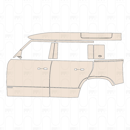 (left) Door+BC-Pillar+Rear Fender+Side Skirt with "DEFenderX" Emblem on front door