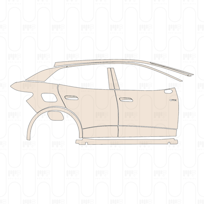 (right) Door+Side Skirt+Rear Fender with "GTX" Emblem on front door