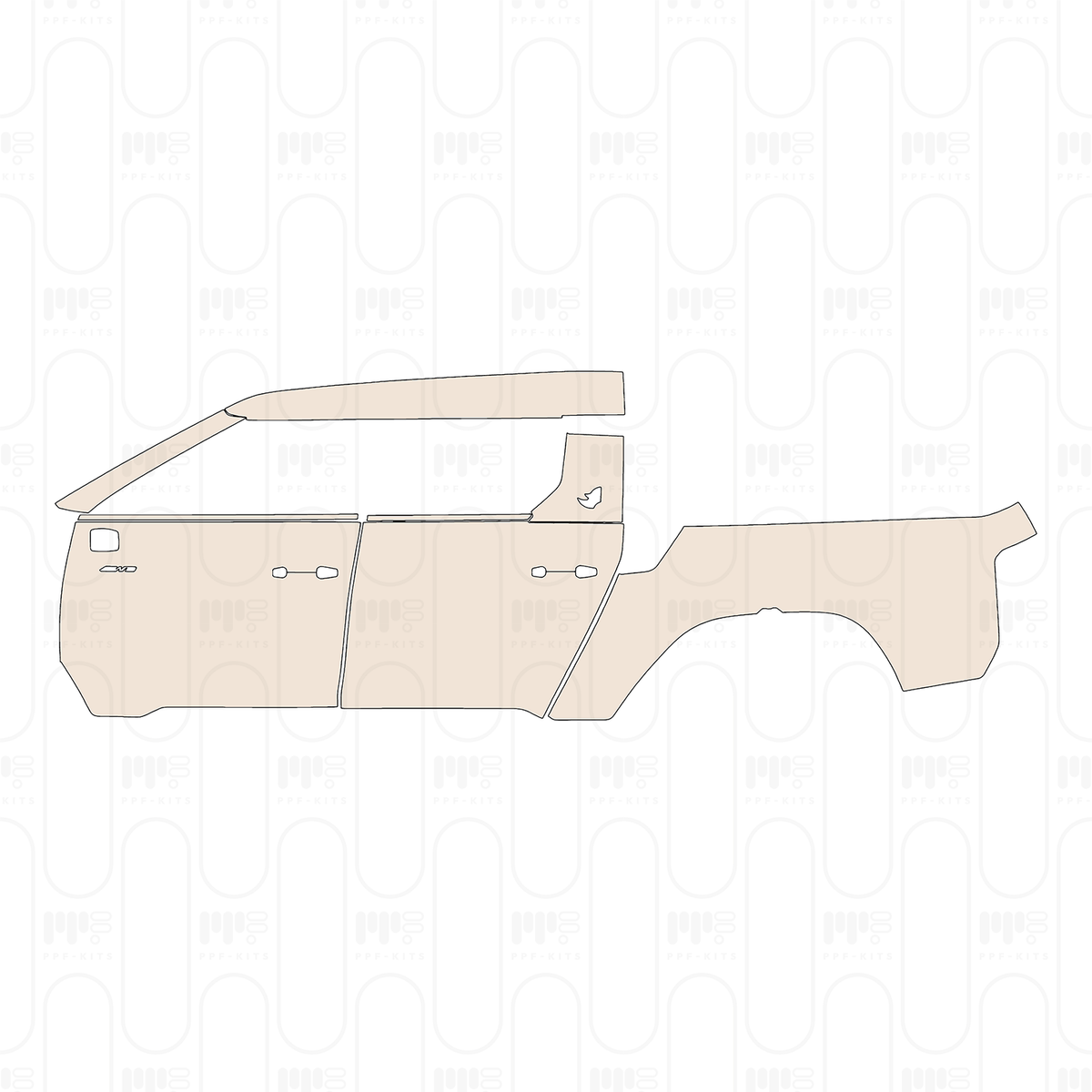 (left) Door+Rear Fender+Side Skirt with "AWD" Emblem on front door