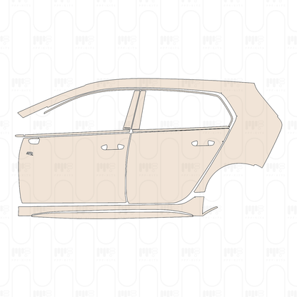 (left) Door+Side Skirt+Rear Fender with R Performance pack, with "R" Emblem on front door