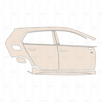 (right) Door+Side Skirt+Rear Fender with R Performance pack, with "R" Emblem on front door