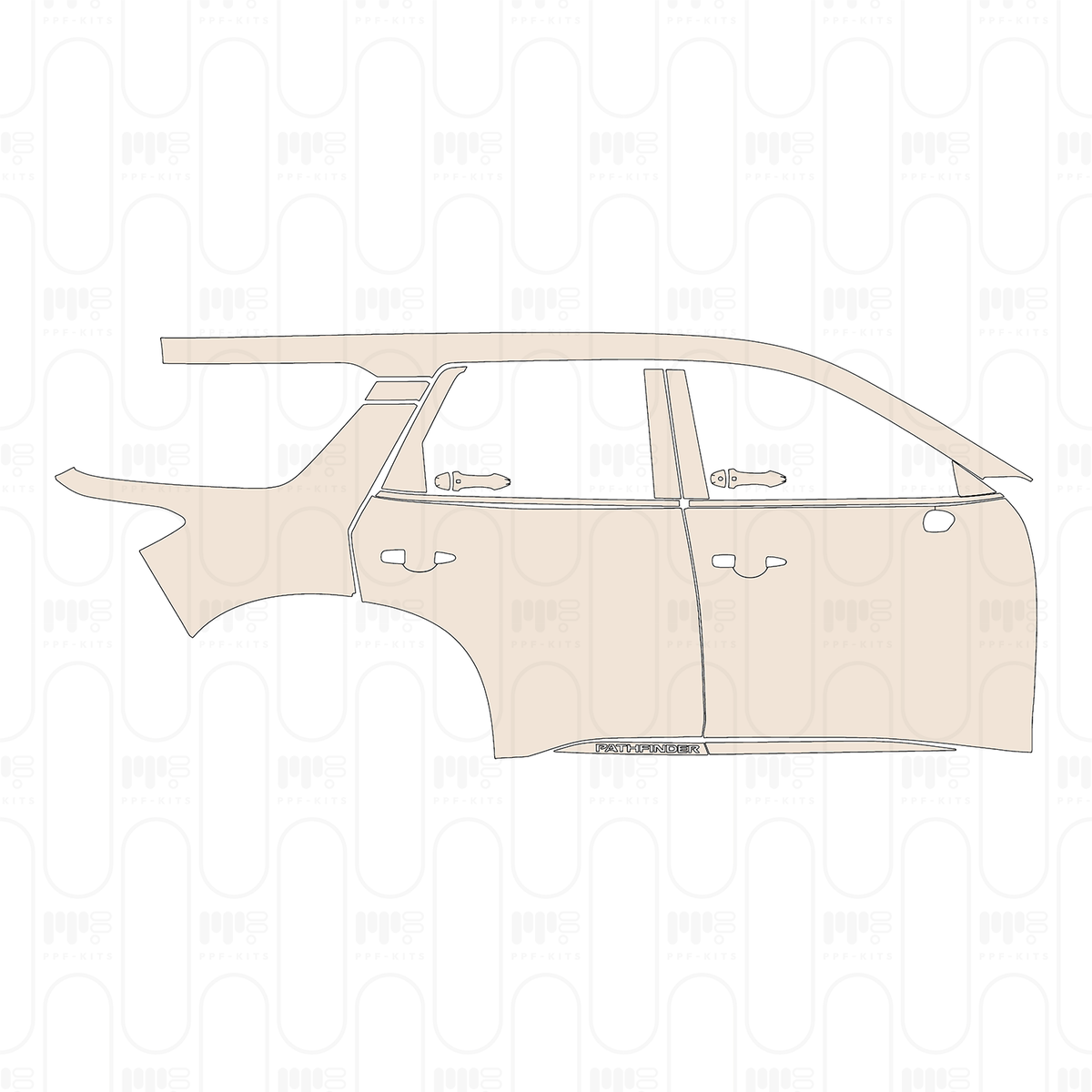 (right) Door+Side Skirt+Rear Fender with Roof Rack, with "PATHFINDER" Emblem on Side Skirt