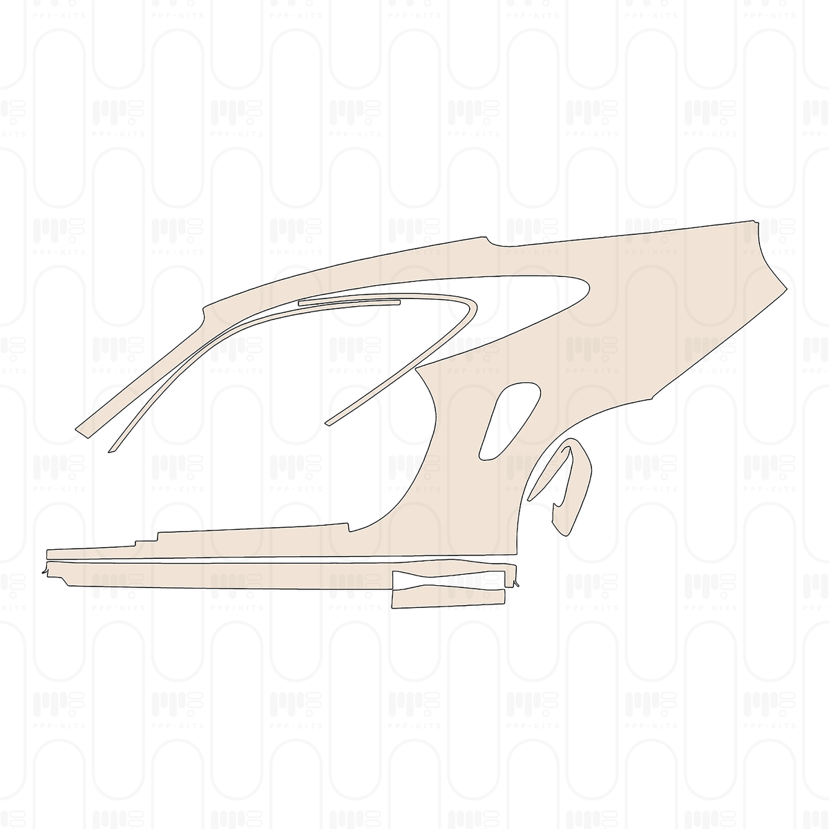 (left) Rear Fender+Side Skirt the bottom edge of rear Fender dosen't cover the coarse-grained surface