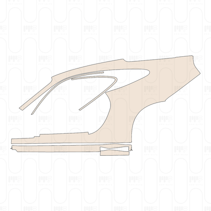 (left) Rear Fender+Side Skirt bottom edge of rear Fender covers the coarse-grained surface