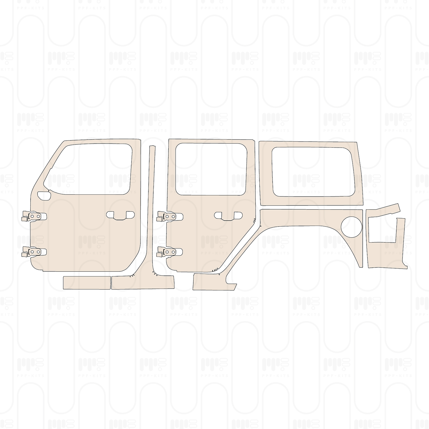 Pre-Cut PPF JEEP Wrangler 4 Door High Tide 2022