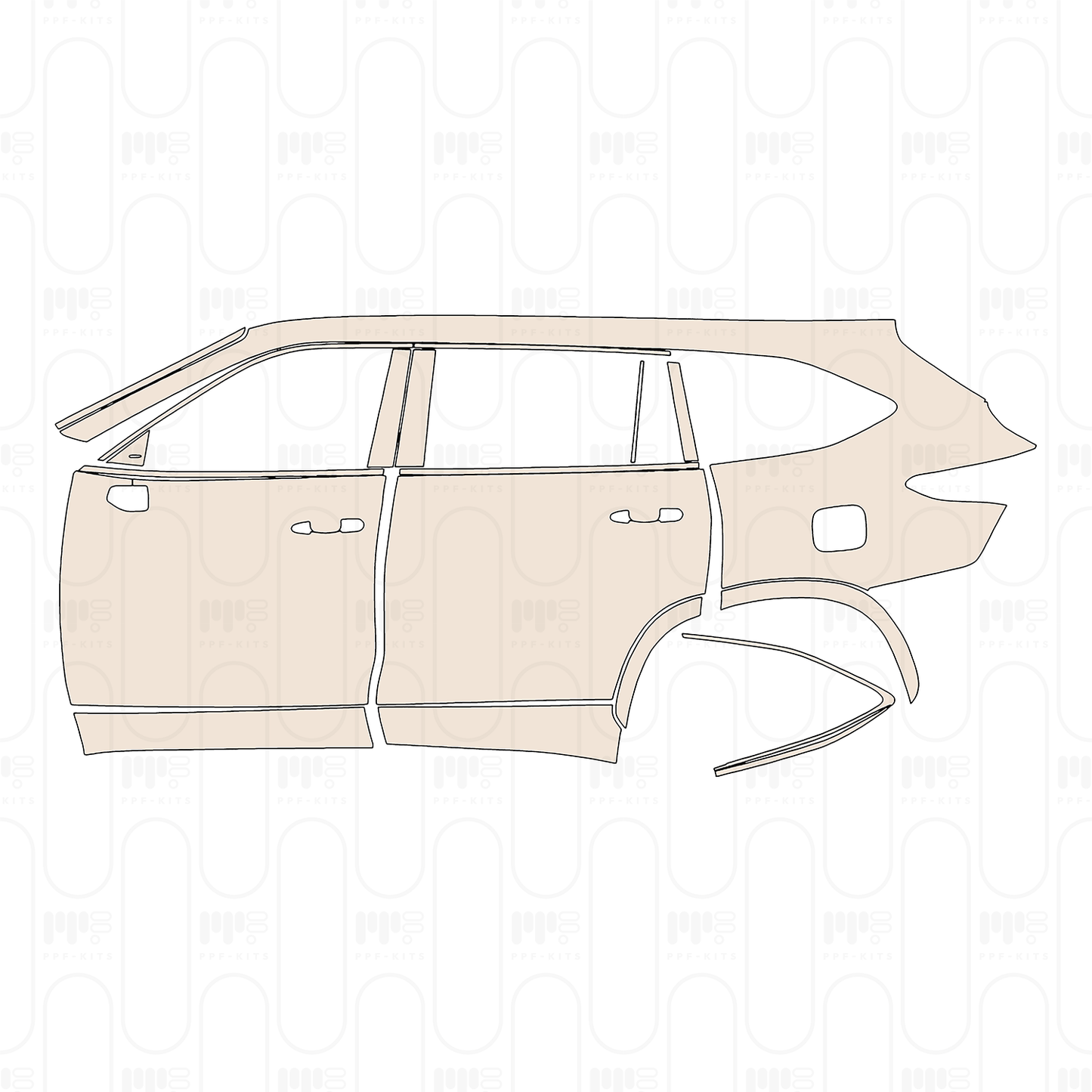 Pre-Cut PPF Toyota Highlander (US) Platinum 2023
