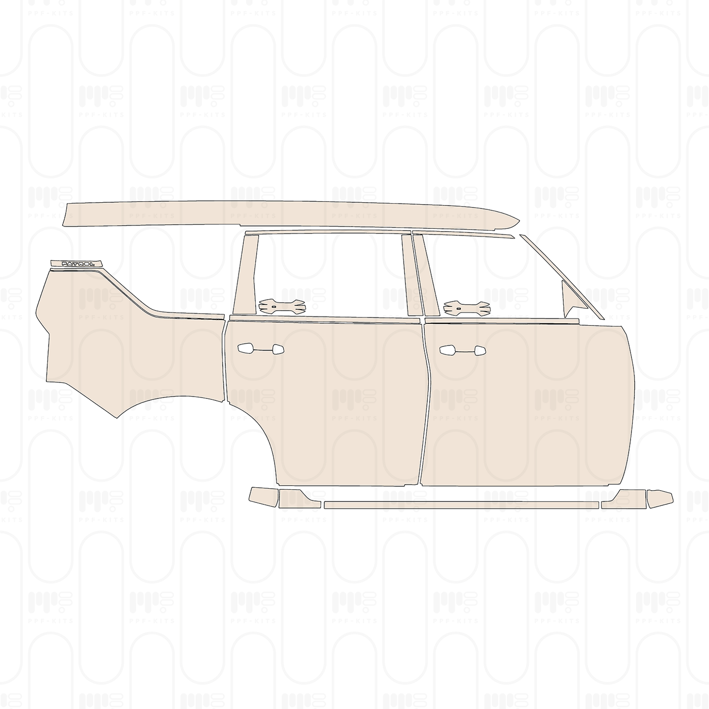 (left) Rear Fender one-piece, with "V8" Emblem