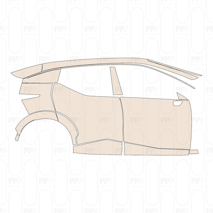 (right) Door+Side Skirt without door handle on door, without door opening button on BC-Pillar