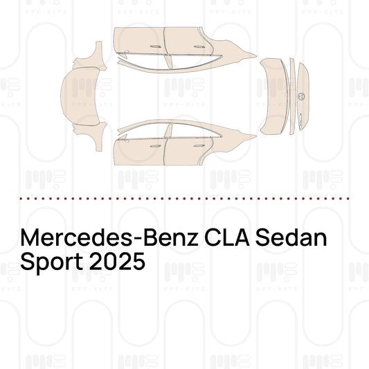 Mercedes-Benz CLA Sedan Sport 2025 – Forskåret PPF-lakbeskyttelsesfilm