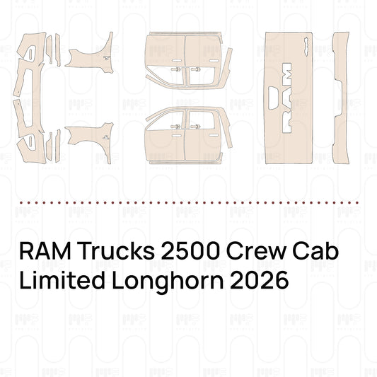 RAM Trucks 2500 Crew Cab Limited Longhorn 2026 – Forskåret PPF-lakbeskyttelsesfilm