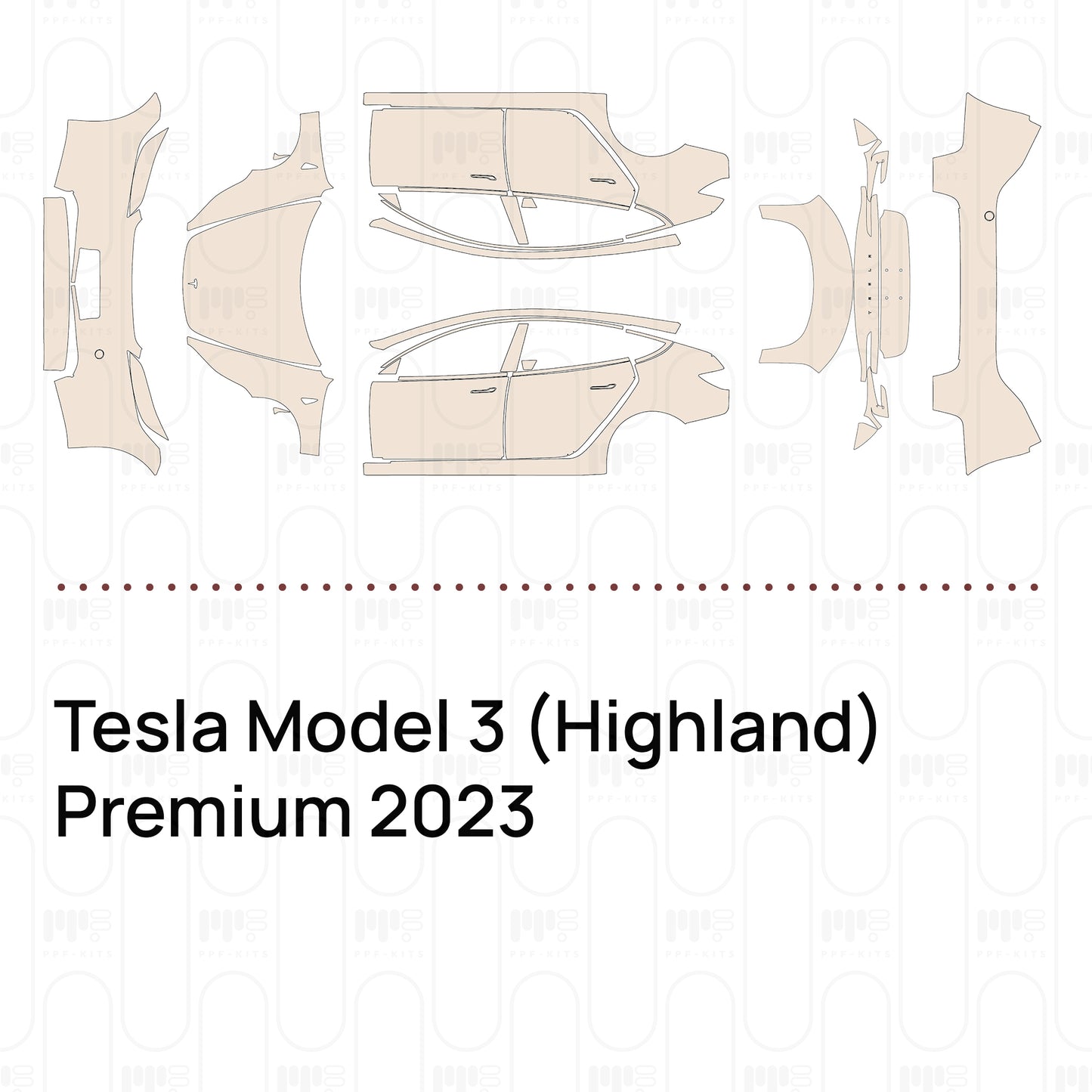Pre-Cut PPF Tesla Model 3 (Highland) Premium 2023