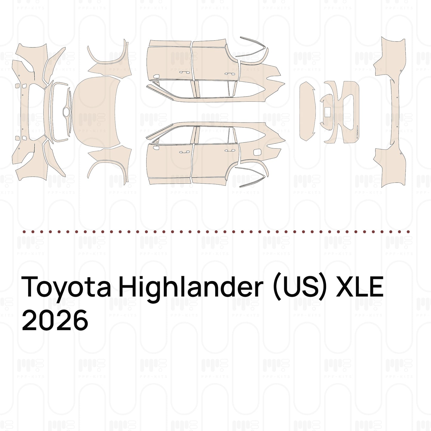 Pre-Cut PPF Toyota Highlander (US) XLE 2026